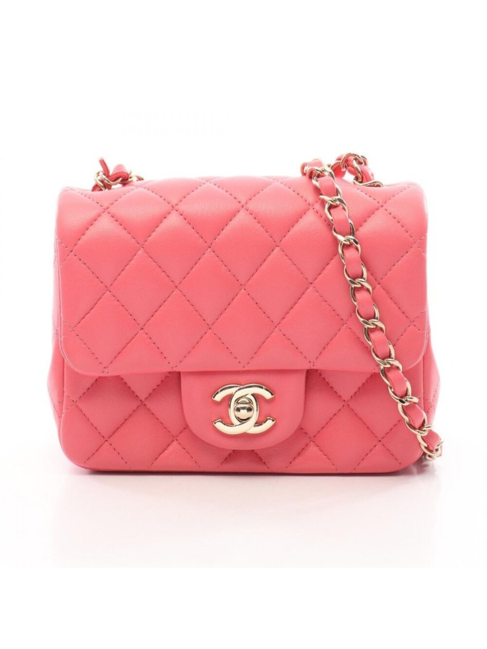 Chanel Shoulder Bag Mini Quilted Pink Lambskin Chain